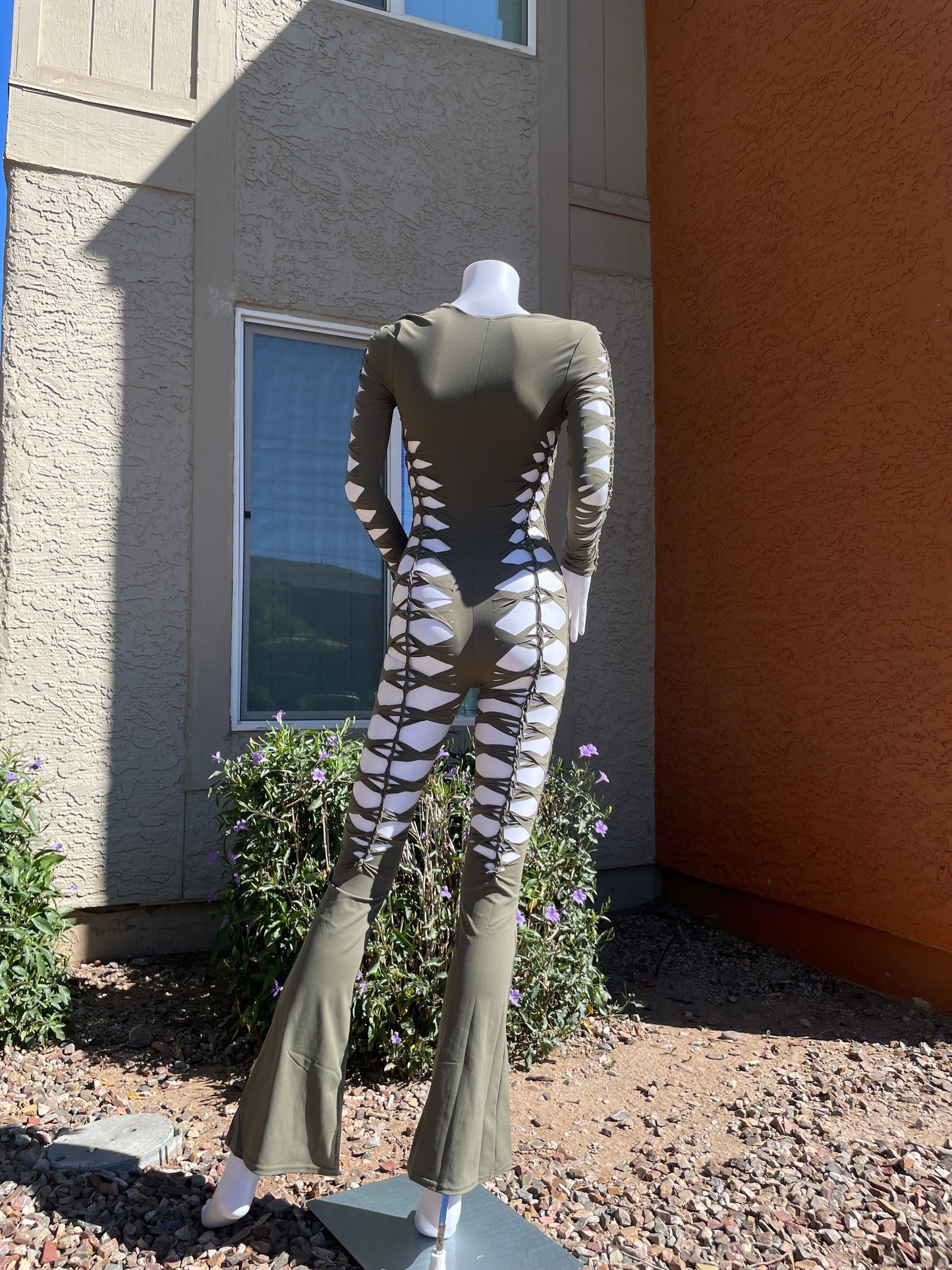 Army Green Flared Flowsuit (MADE TO ORDER)