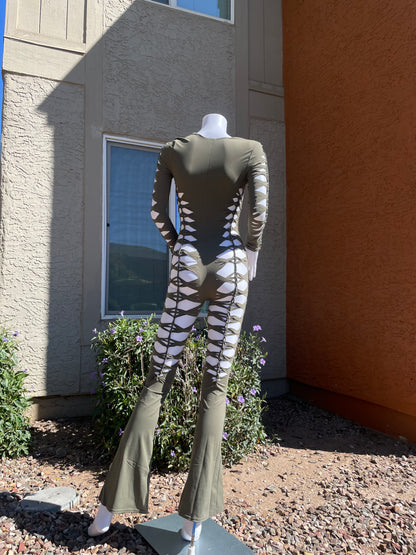 Army Green Flared Flowsuit (MADE TO ORDER)