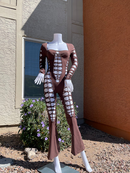 Brown Flared Flowsuit (MADE TO ORDER)