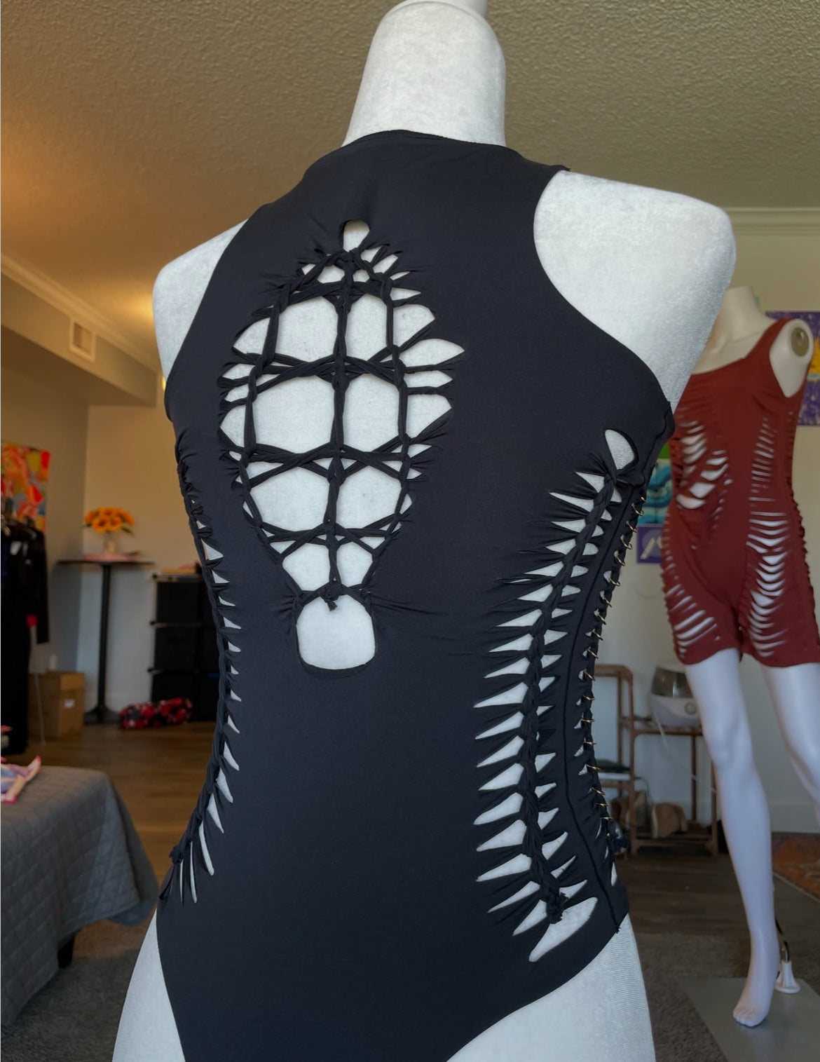 RTS! Small, Black, Aurora Bodysuit, Gold Hoops