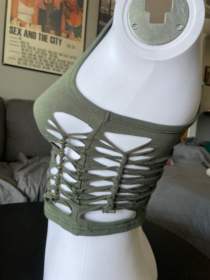 Army Green Racerback Tank (READY TO SHIP)