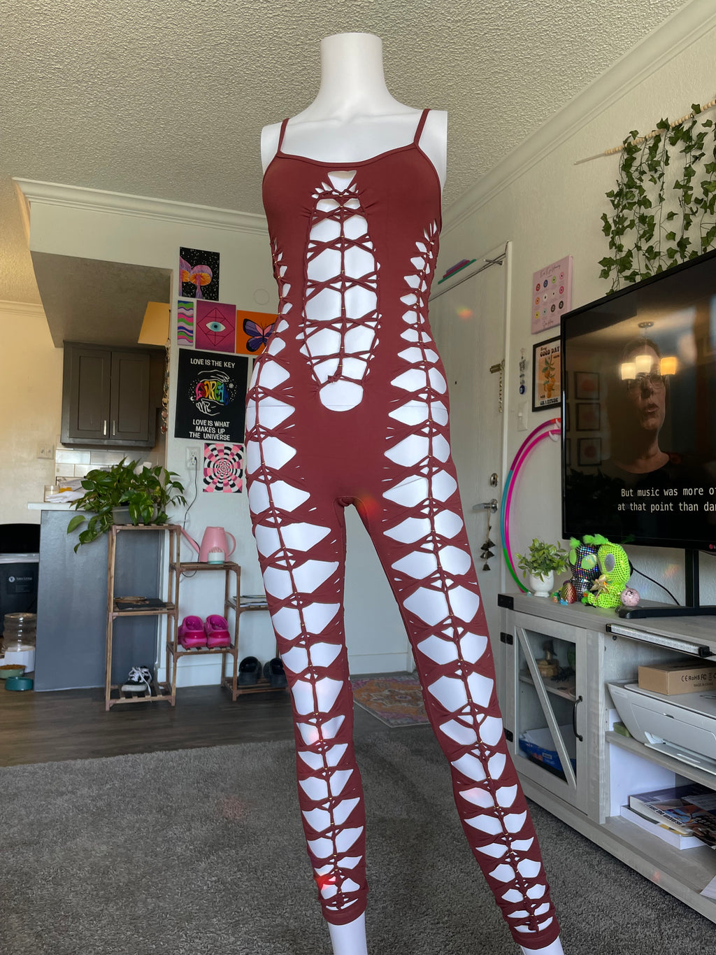 Red/Brown Sleeveless Flowsuit (MADE TO ORDER)