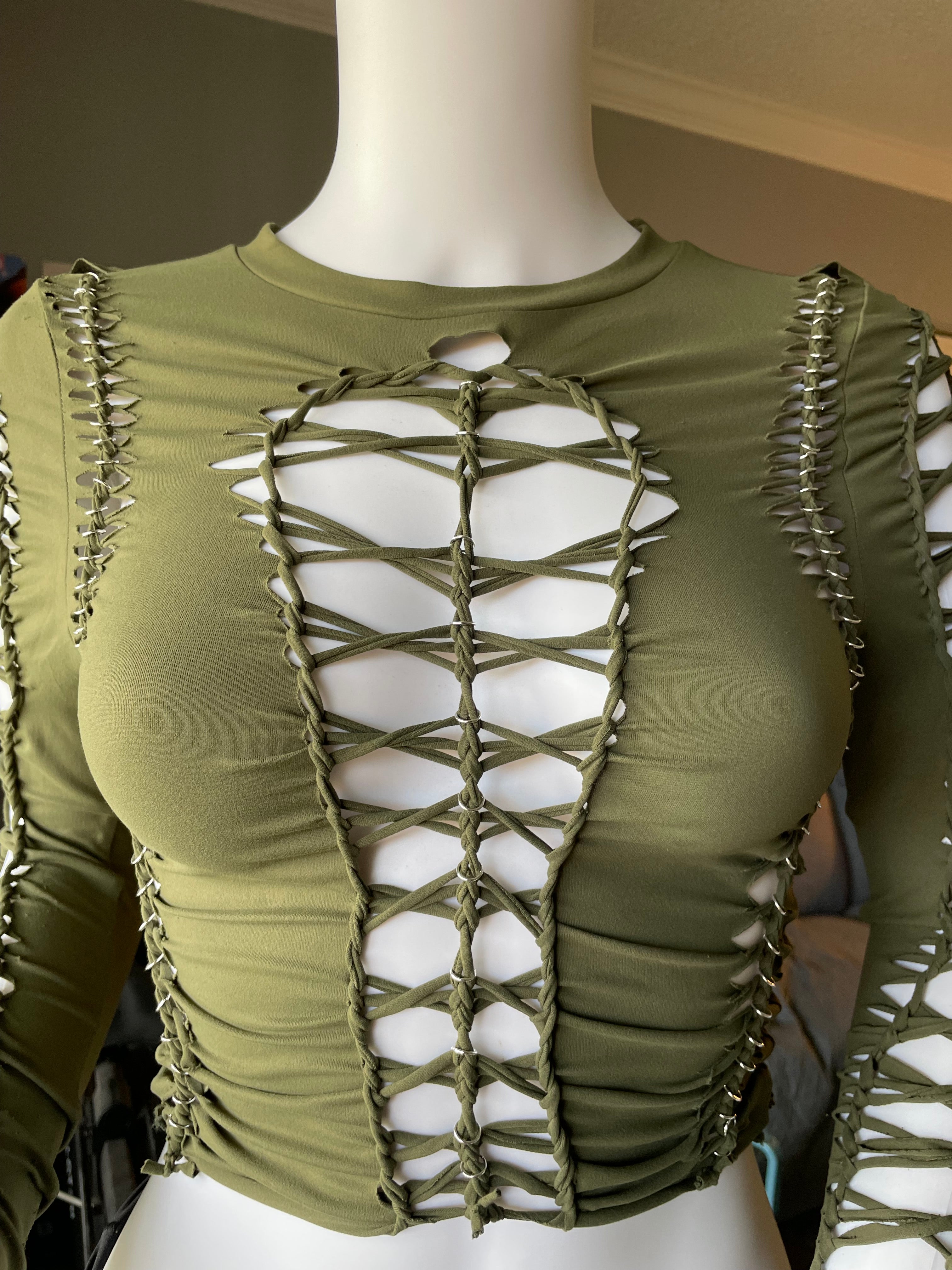 Army Green Vortex Top (MADE TO ORDER)