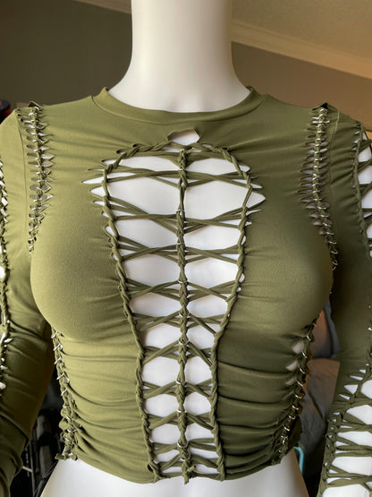 Army Green Long-Sleeve Top (MADE TO ORDER)