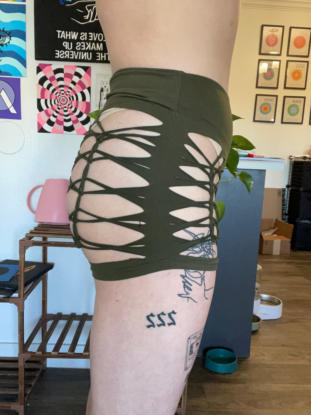 Army Green Cheeky Shorts (MADE TO ORDER)