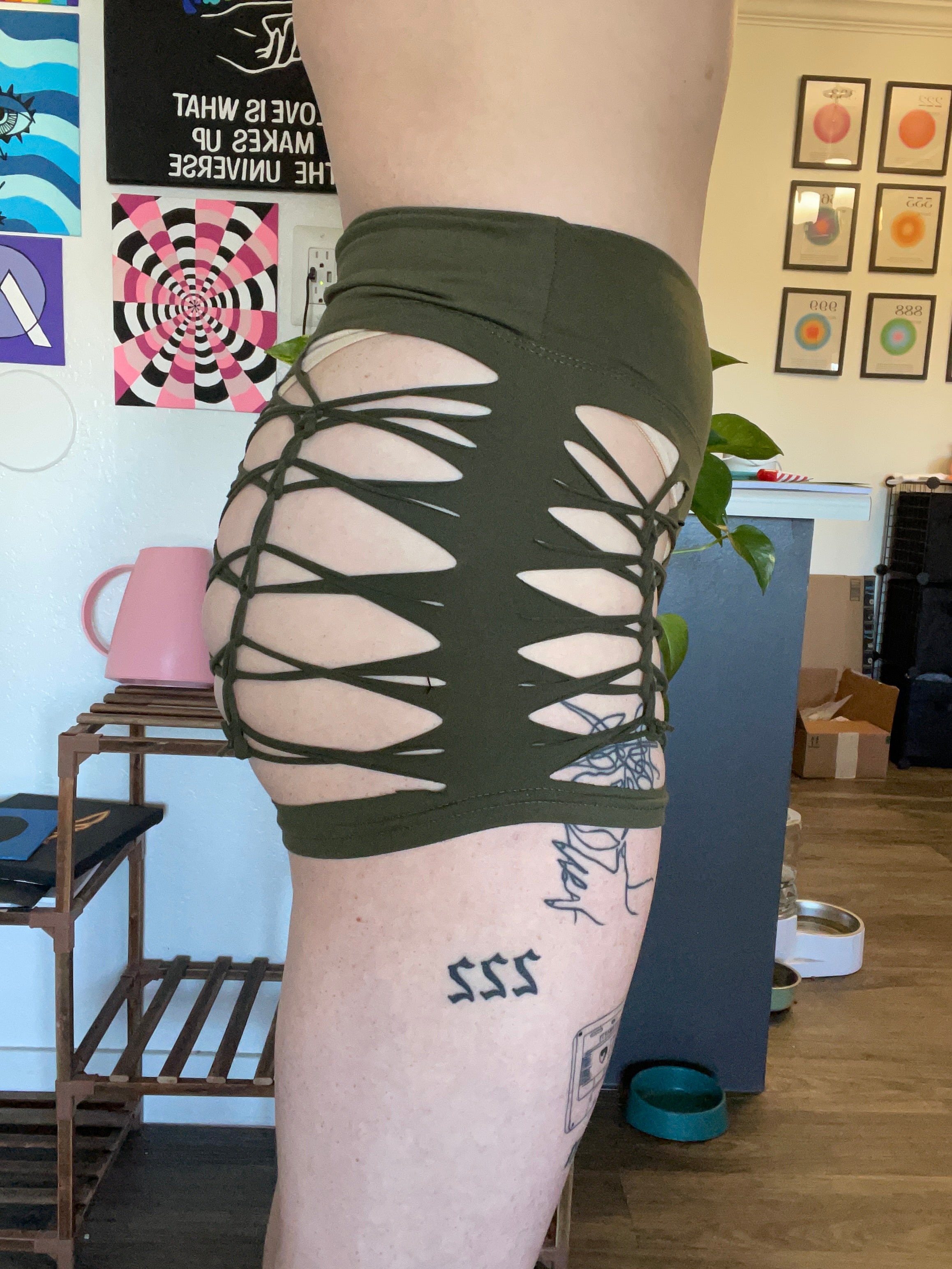 Army Green Cheeky Shorts (MADE TO ORDER)